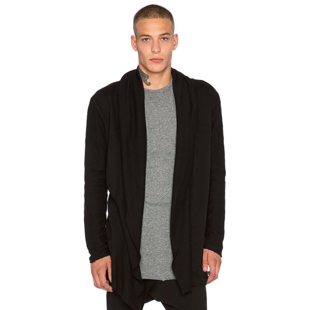 NWOT KNOMADIK BY DANIEL PATRICK Shield Clock II Cardigan Men L Black Open Drape